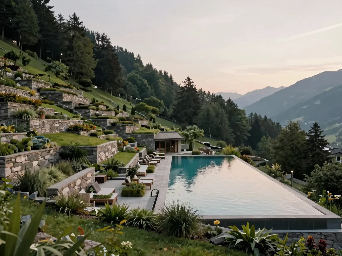 Residence E01 suspended among hanging gardens with terraces stepp
