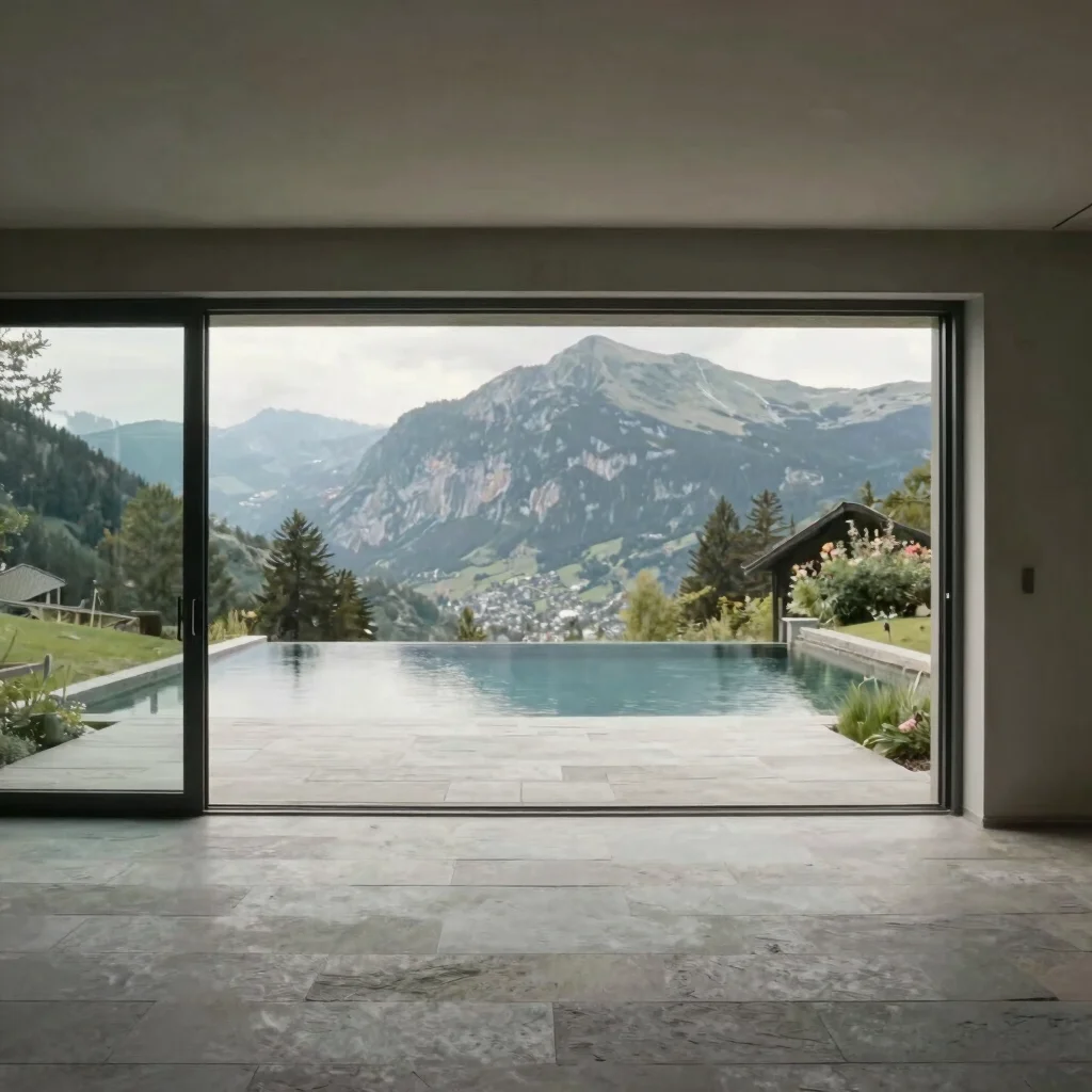 Indoor-outdoor threshold in a contemporary residence: a wide glaz